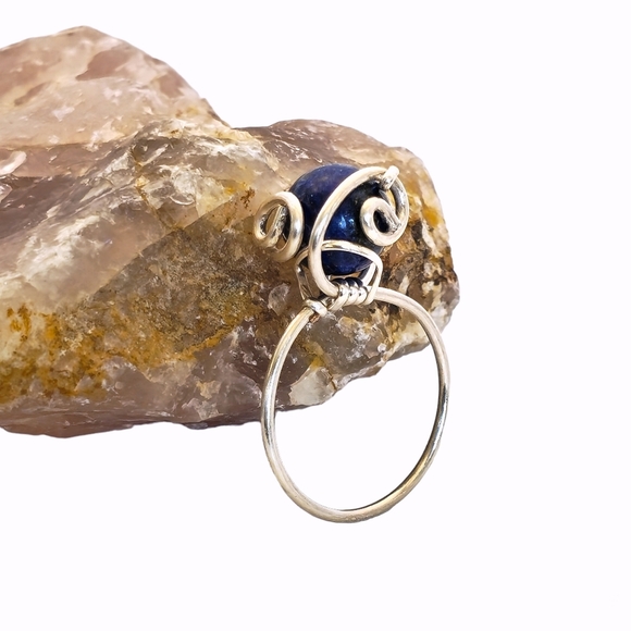 Handmade✨'Lapis Ivy'🌿Wire-wrapped Lapis Lazuli Bead Size 9.5 - Picture 4 of 4